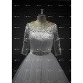 Real Photos Half Sleeve Ball Gown Ivory Tulle Wedding Dress Bridal Gown