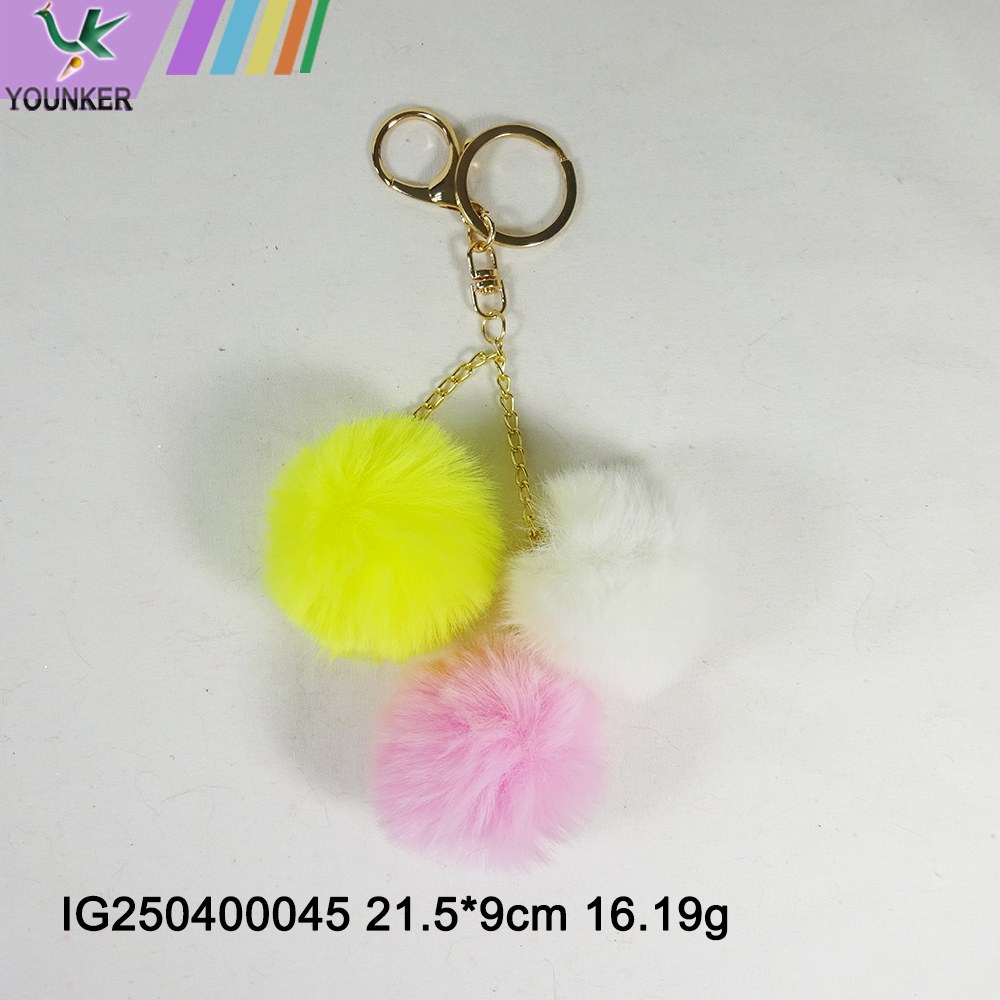 Faux Rabbit Fur Ever Pom Pom Keychain