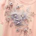 T-shirt en coton femme broderie fleur