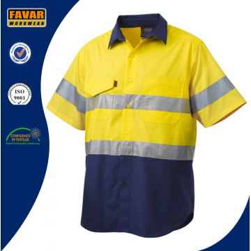 Chemise de travail 100% coton polyvalente à épaulement à manches courtes