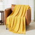 Cozy Luxury Microfiber Knitted Throw Blanket with Tassel