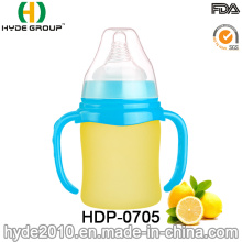 250ml BPA Free Glass Baby Feeding Bottle, Safety Hot Glass Baby Milk Bottle (HDP-0705)