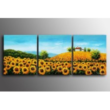 Pintura hecha a mano del girasol del 100% en la lona para la decoración casera (LA3-176)