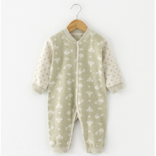 Colored Cotton Jacquard Baby Long Sleeve Romper