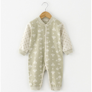 Colored Cotton Jacquard Baby Long Sleeve Romper