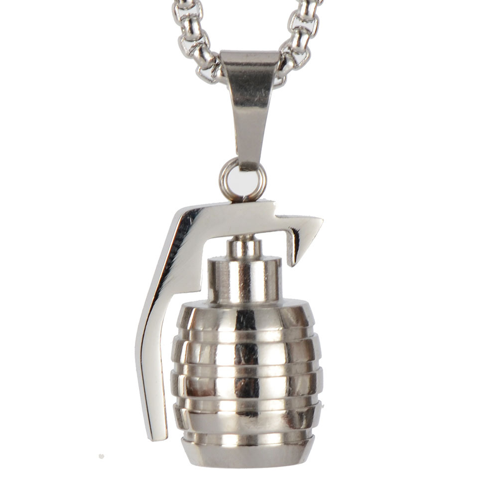 Hiphop Man Gold Hand Grenade Bomb Necklace Pendant