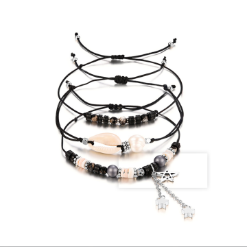 Coquille de mer ajustable à la main Bracelet Wrap String ficelle tressée perles cheville bijoux pour les filles