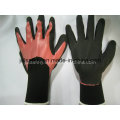 Nylon and Spandex Knitted Work Glove with 3/4 Black Sandy Nitrile Dipping (N1572)