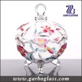 Spray Colored Glass Candy Pot with Cover