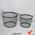 Round Set 2 Handmade Rustic Decorative Wire Mesh Basket