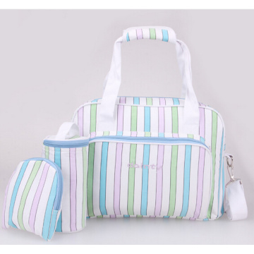 Sac momie portable trois pièces à rayures colorées