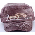 Washed jeans cotton embroidery flat military cap hat