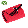 Tri-fold Waffle Golf Towel Premium Microfiber Fabric Towel