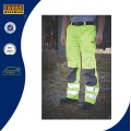 Amarelo Elasticated cintura Hi-Vis reforçada Kneepad calça impermeável