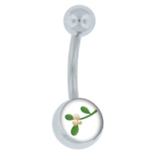 Christmas Mistletoe Logo Belly Button Navel Ring