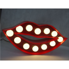 LED beleuchtete Festzelt Zeichen Metall Alphabet Buchstaben roten Mund