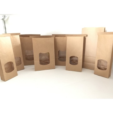 Sacs en papier kraft à fond plat pour emballages alimentaires