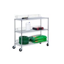 Chrome Adjustable Mobile Trolley with Ledge for Warehouse Load 800lbs/Shelf (HD143636A3CW)