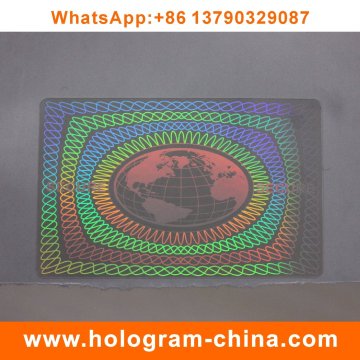 Security 3D Laser Transparent Hologram Film ID