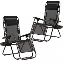 Silla de chaise de gravedad cero ajustable con portavasos, almohadas