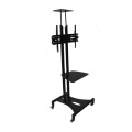 Mobile TV Screen Display Stand, TV Shelf Trolley with 4 Wheels