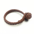 Mens Fashion Monkey Fist Knot Brown Leather Bracelet