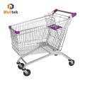 Grauer Metalleinkaufswagen Pu Wheeled Trolley