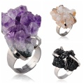 Anillos de mujer naturales Drusy Crystal Gemstone