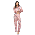 Women Satin Printed Long Sleeve Sleepwear Pajamas