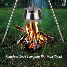 Pot de camping en acier inoxydable avec support 7QT