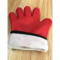 Short Oven Silicone Rubber Gloves with Cotton liner