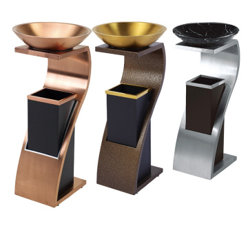 Stainless Steel Waste Bin for Lobby with Ashtray (YW0071)