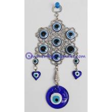 Evil Eye Wall Hanging Amulet Handmade Silver Plated Glass Bead