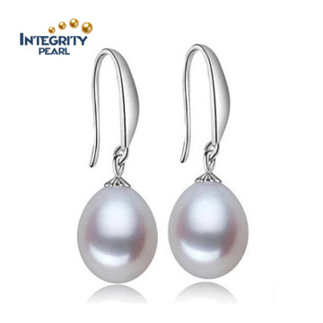 Diseño simple AAA 8-8mm mujeres de agua dulce Pearl pendiente 925