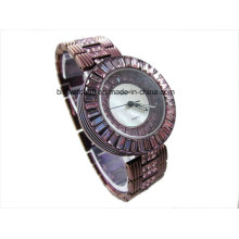 Full Diamond Lady reloj de pulsera de acero de la cadena de lujo reloj de cuarzo