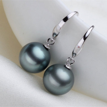 10mm Tahitian Black Pearl Earring, Seawater Pearl Earring