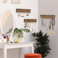 Wood Hanging Jewelry Holder with Removable Earrings Rod