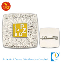 Pzd Metal High Quality Die Stamping 3D Pin Badge with Silver Color