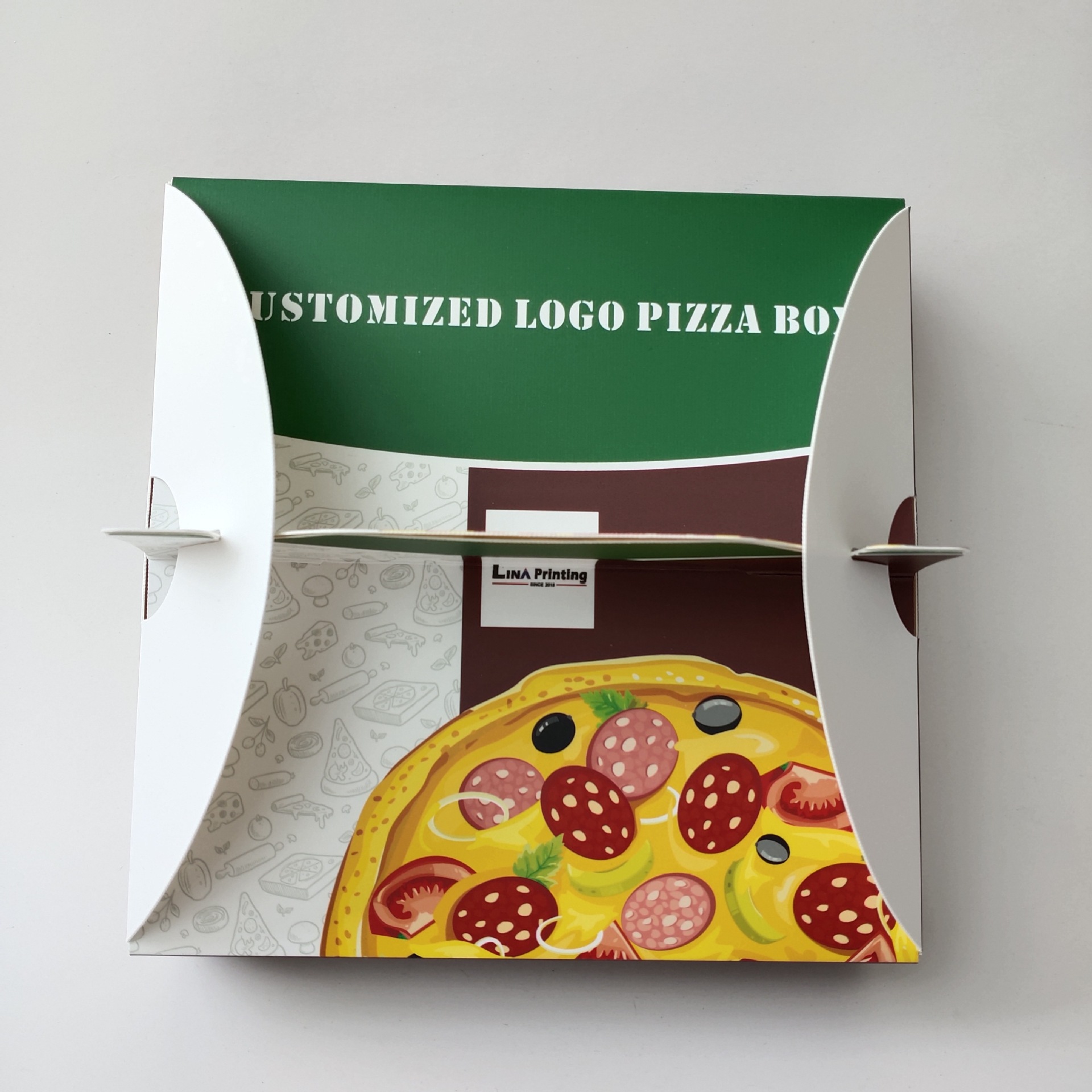 Pizza take-away box with handle Pizza take-away box with handle