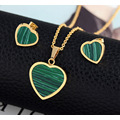 Fashion Malachite Heart Shape Wedding Jewelry Set