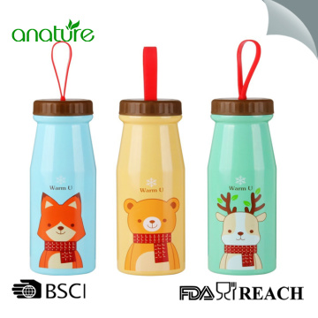 Steel Water Bottle Silicone Handle Lid For Kids