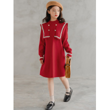 Autumn and winter British girls' college style knitted wool dress