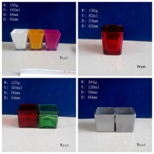 Colored Square Glass Candle Jar Glass Candle Holder Painted Glass Jar