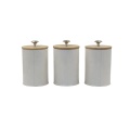 Set of 3 Metal Canister with Bamboo Lid