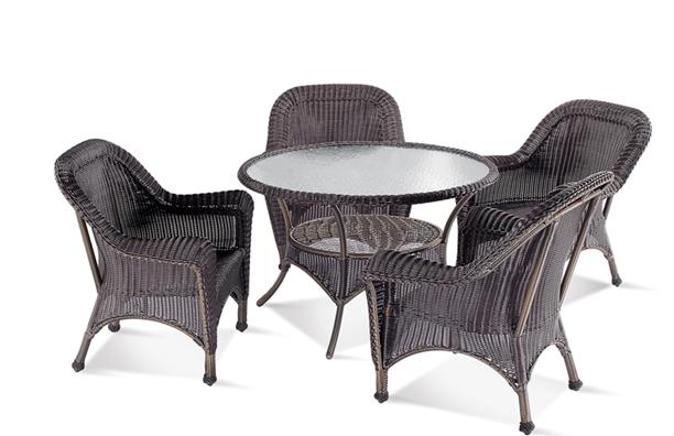 Round PE Rattan Dining Table Chair Set 