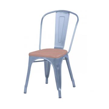 Stackable Tolix Metal Chairs with wood pad replica