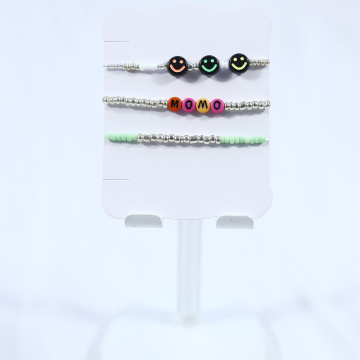 12MM fluorescent smiley face girl bracelet set