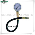 Clip-on Chuck Dial Type Tire Gauge, metal body with flexible hose