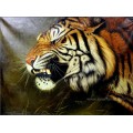 Pintura al óleo pintada a mano del tigre del 100%