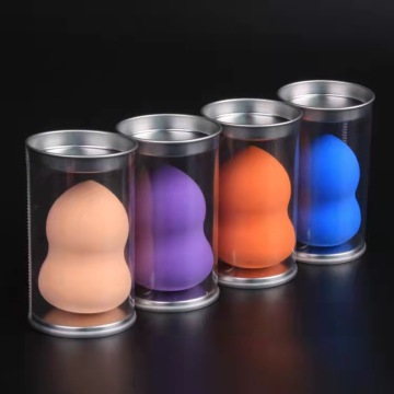 Make -up -Schwamm klares Kunststoffzinnplatten -Zylinderverpackungsbox
